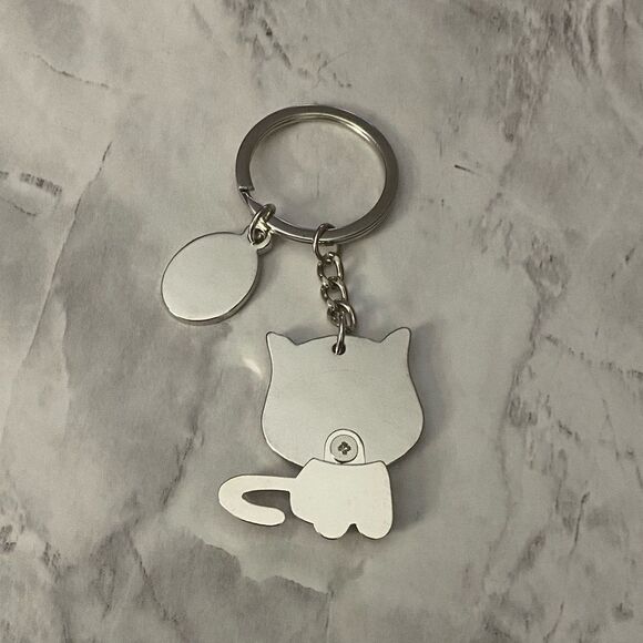 Silver Cat Keychain • Rotating Body Charm • Kawaii Cute Accessory - New - Picture 3 of 9